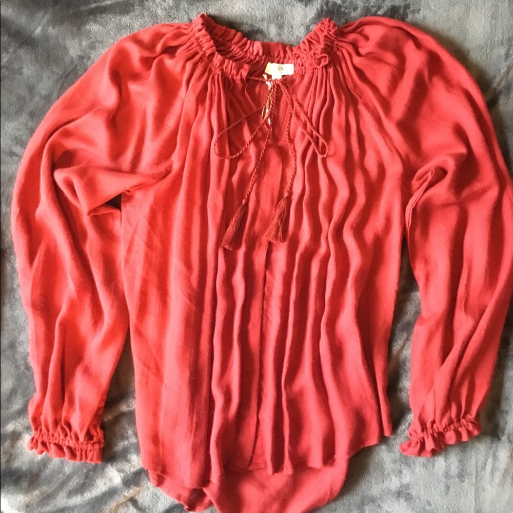 Umgee long sleeve dark red blouse- size S